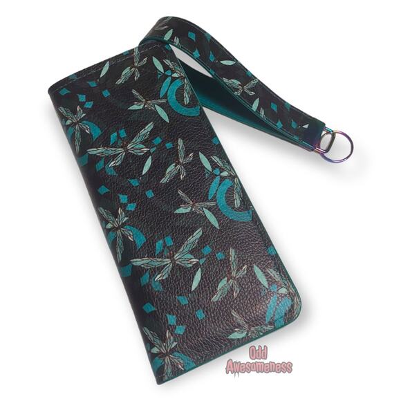 Dragonfly Sigma Bifold Vinyl Faux Leather Wallet with Matching Key Strap Lanyard - Picture 1 of 8